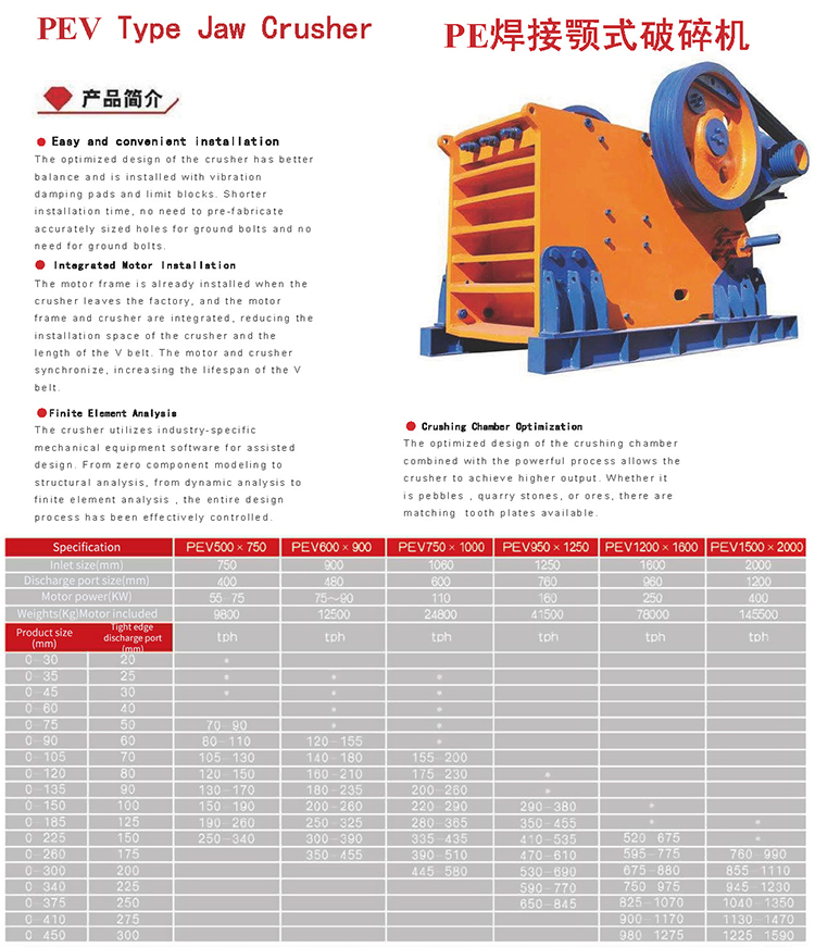 PEV Type Jaw Crusher